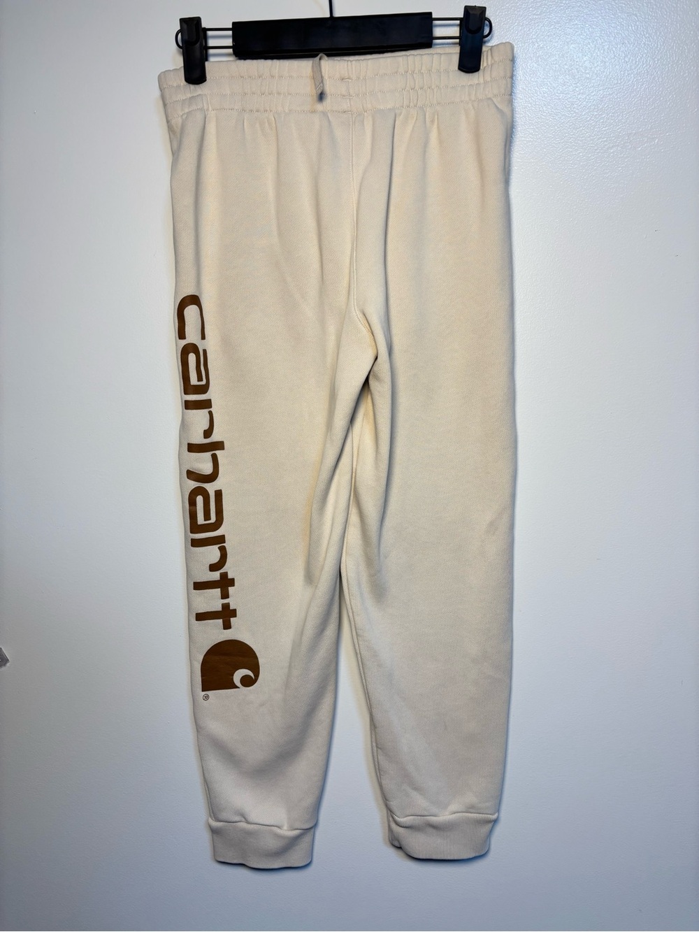 Carhartt Kids Cream Sweatpants with Brown Logo